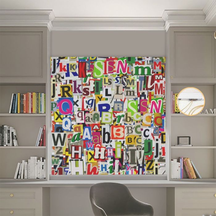 Римська штора з фотодруком Літери  00-082 Блекаут