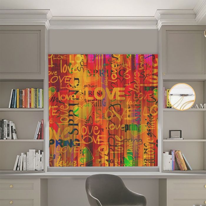 Римська штора з фотодруком Літери  00-084 Блекаут