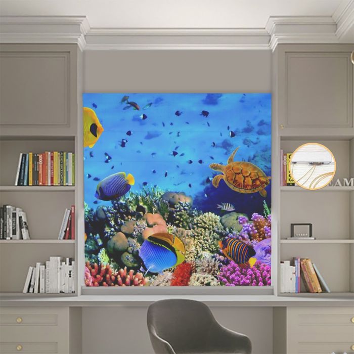 Римська штора з ланцюжковим карнизом Фотодрук Рибки Блекаут