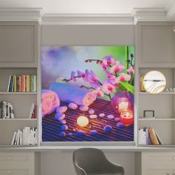 Римська штора з ланцюжковим карнизом Фотодрук Квіти Блекаут