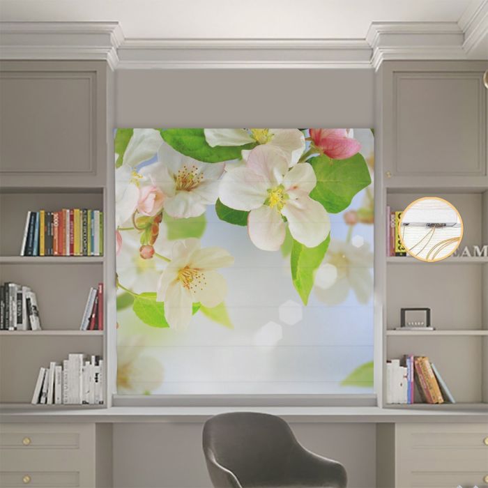 Римська штора з ланцюжковим карнизом Фотодрук Квіти різнокольорові Блекаут