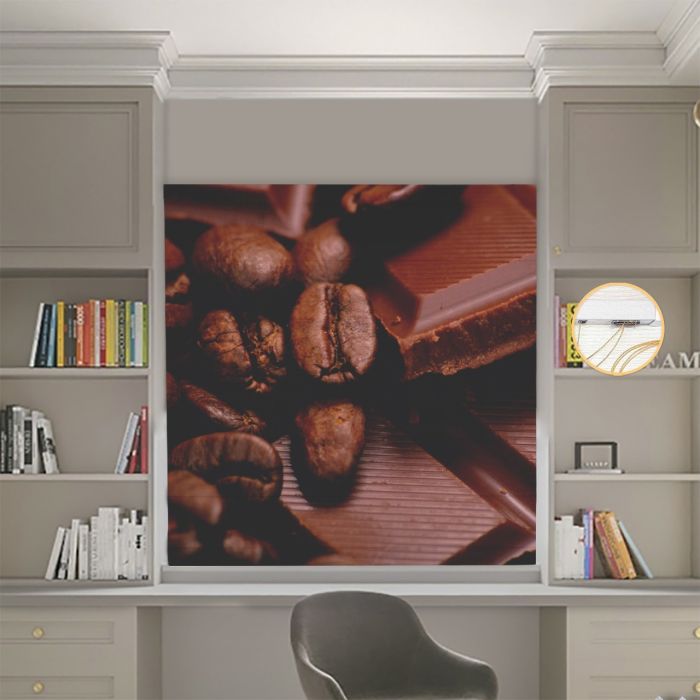 Римська штора з ланцюжковим карнизом Фотодрук Кавові зерна Блекаут