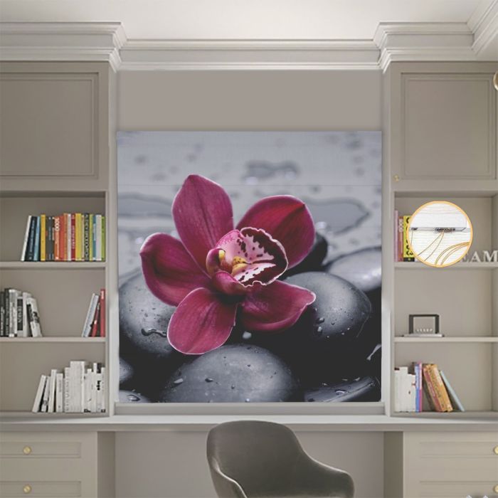 Римська штора з ланцюжковим карнизом Фотодрук Квітка прованс ретро Блекаут