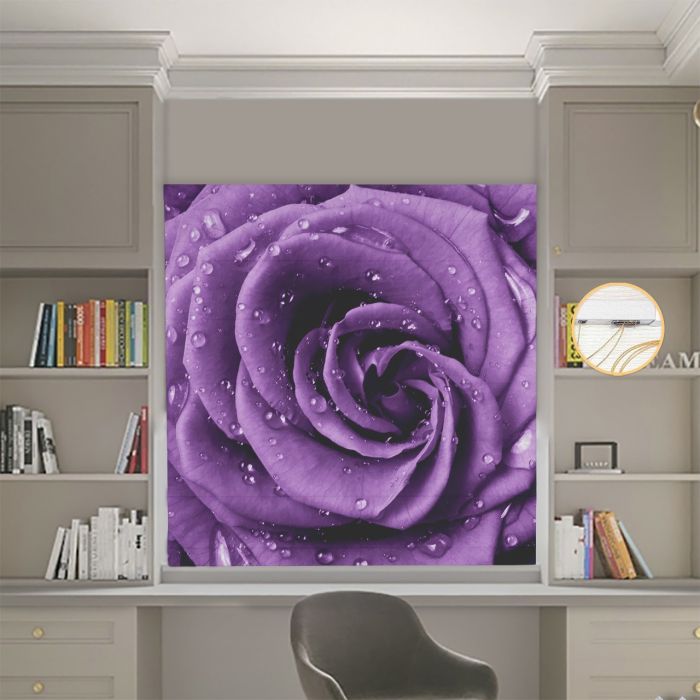 Римська штора з ланцюжковим карнизом Фотодрук Фіолетова троянда Блекаут