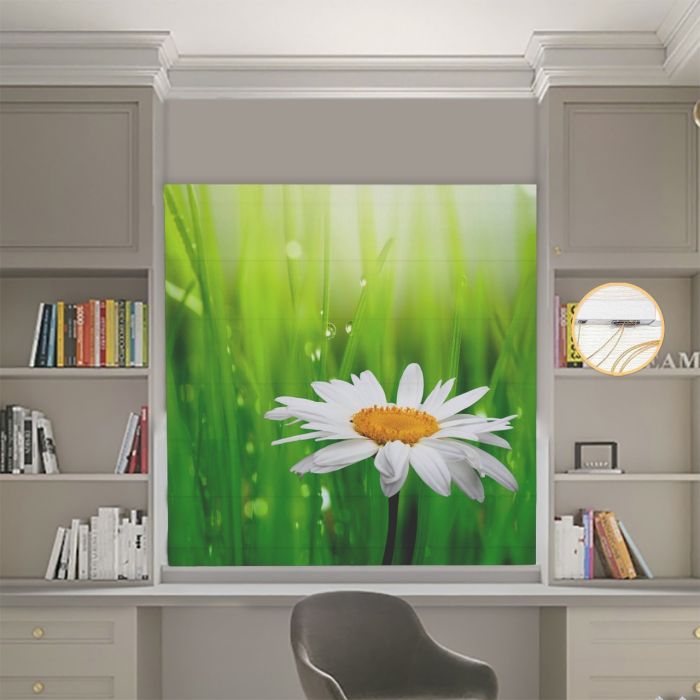 Римська штора з ланцюжковим карнизом Фотодрук Квітка ретро прованс Блекаут