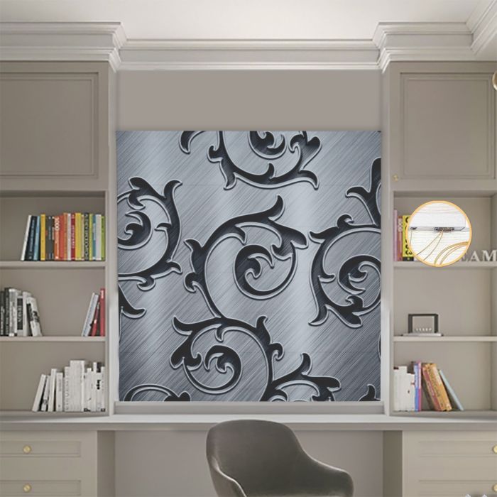 Римська штора з ланцюжковим карнизом Фотодрук Вензеля ретро Блекаут