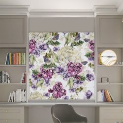 Римська штора з ланцюжковим карнизом Фотодрук Квіти різнокольорові тона Блекаут