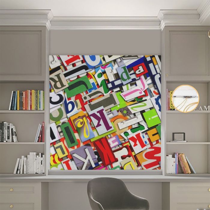 Римська штора з фотодруком Літери  08-113 Блекаут