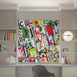 Римська штора з ланцюжковим карнизом Фотодрук Букви 003 Блекаут