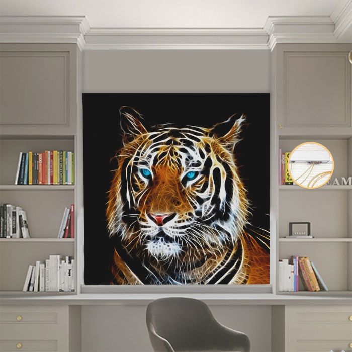 Римська штора з ланцюжковим карнизом Фотодрук Тигр прованс Блекаут