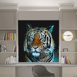 Римська штора з ланцюжковим карнизом Фотодрук Тигр ретро  Блекаут