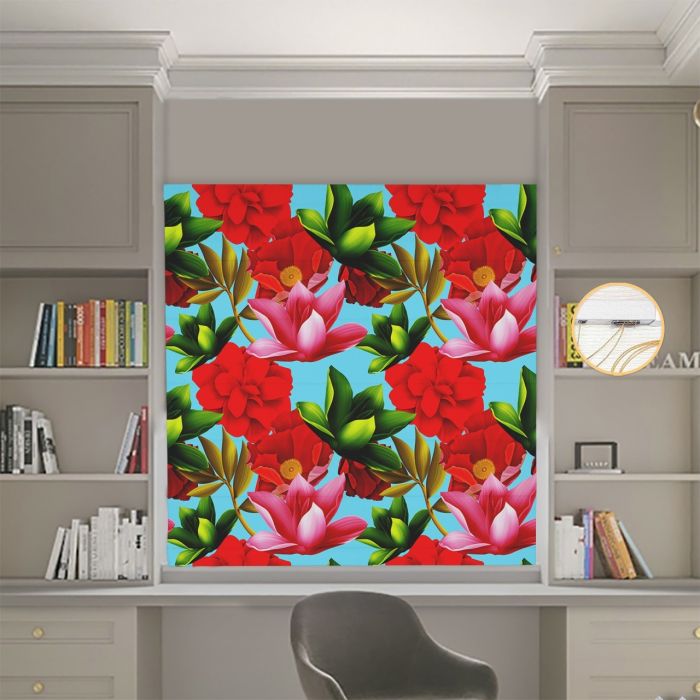 Римська штора з фотодруком Квіти 00-021 Блекаут