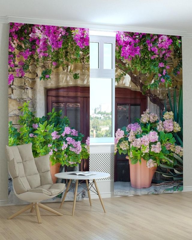 Фотоштори DECOLIV Квіти Принт 02-005 Блекаут