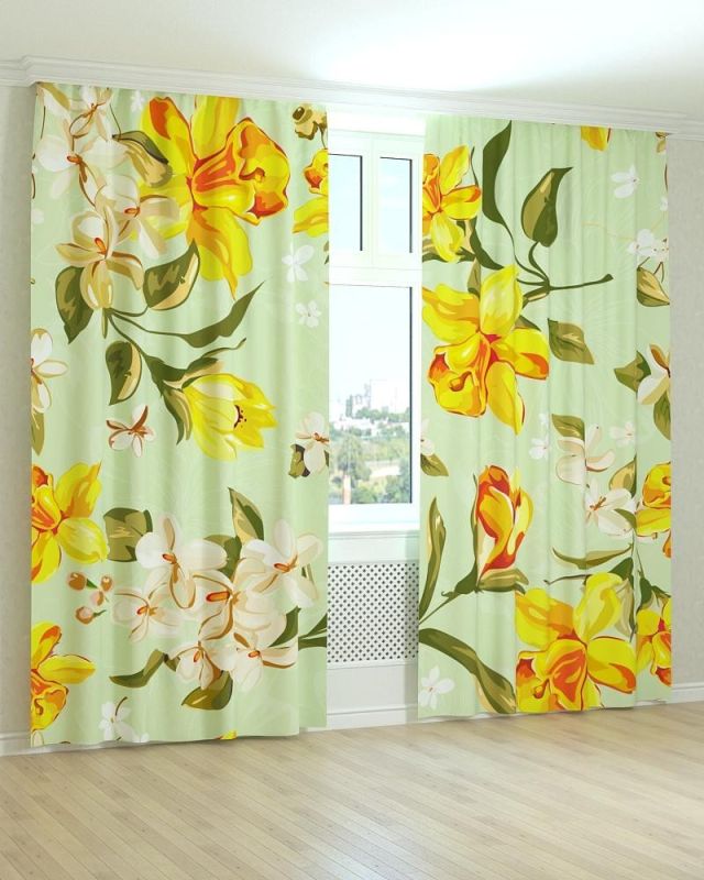 Фотоштори DECOLIV Квіти Принт 02-017 Блекаут