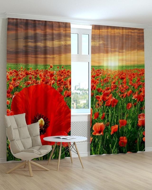 Фотоштори DECOLIV Квіти Принт 02-025 Блекаут