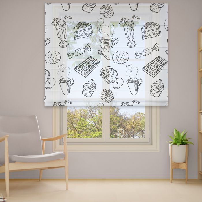 Римська штора з ланцюжковим карнизом Фотодрук 15-02-24 Тюль