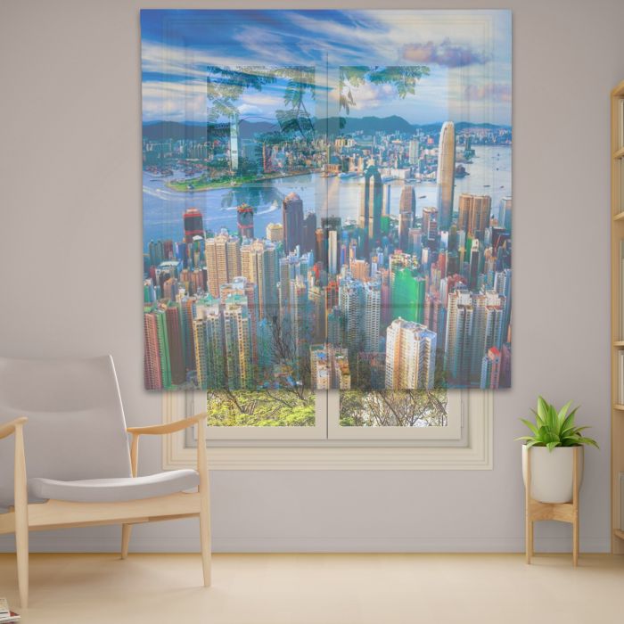 Римська штора з ланцюжковим карнизом Фотодрук 14-98 Тюль