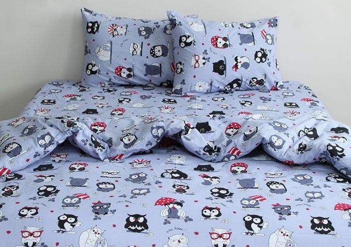 Комплект постільної білизни Ранфорс Совята (серый)