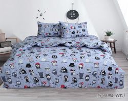 Комплект постільної білизни Ранфорс Совята (серый)