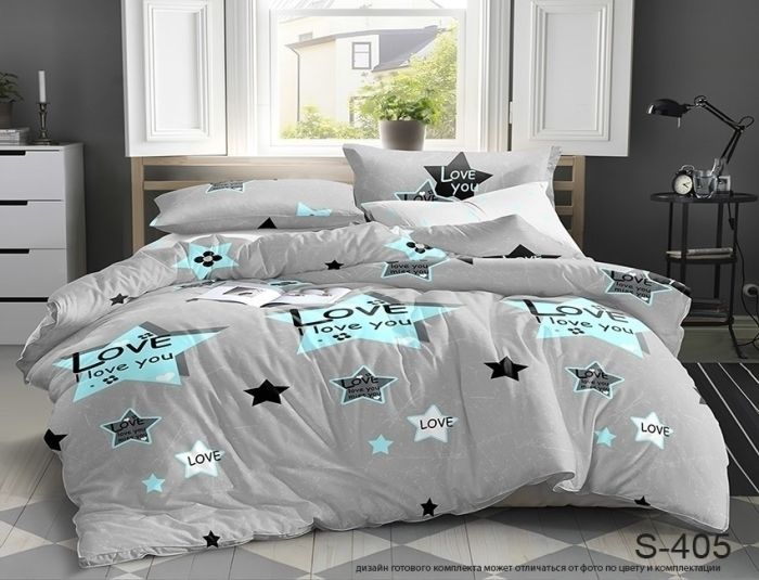 Комплект постільної білизни євро Сатин S405