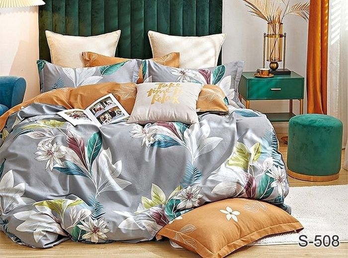 Комплект постільної білизни євро Сатин S508