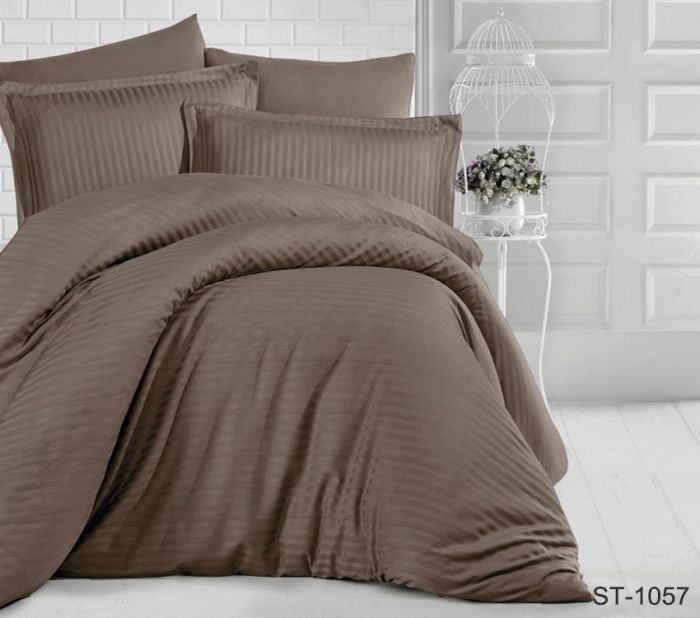 Комплект постільної білизни двоспальний Страйп-Сатин LUXURY ST-1057