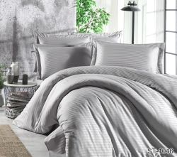 Комплект постільної білизни євро Страйп-Сатин LUXURY ST-1046