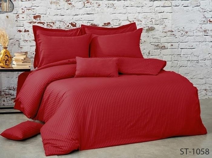 Комплект постільної білизни євро наволочки 50*70см Страйп-Сатин LUXURY ST-1058