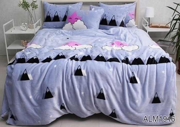 Комплект постільної білизни двоспальний наволочки 50*70см велсофт (мікрофібра) ALM1916