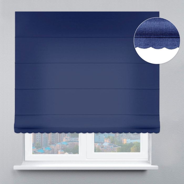 Римська штора Велюр з ланцюжковим карнизом з ажуром синій