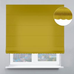 Римська штора Велюр з ланцюжковим карнизом з ажуром гірчичний