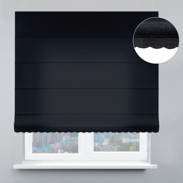 Римська штора Велюр з ланцюжковим карнизом з ажуром чорний