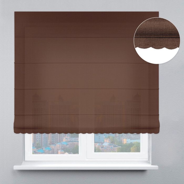 Римська штора Льон з ажуром шоколадний