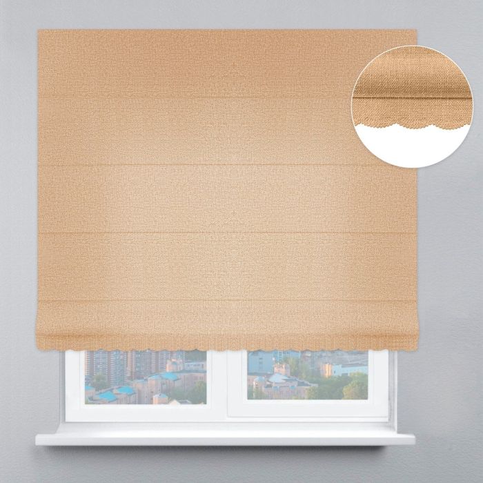 Римська штора Рогожка Дімаут із ланцюжковим карнизом з ажуром бежевий