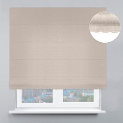 Римська штора Рогожка дімаут з ажуром молочний