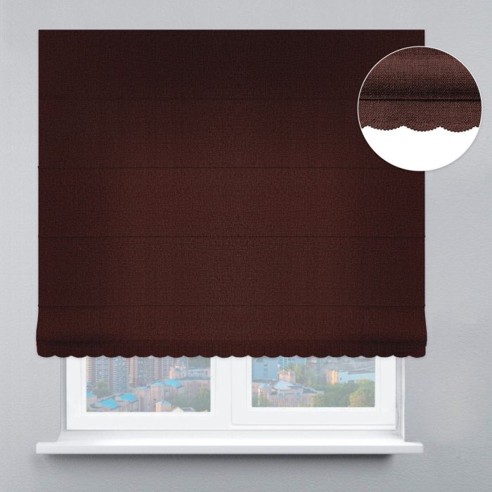 Римська штора Рогожка дімаут з ажуром шоколадний