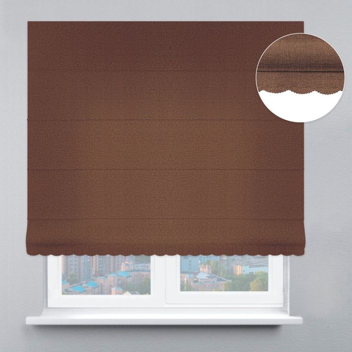 Римська штора Рогожка Дімаут із ланцюжковим карнизом з ажуром горіховий