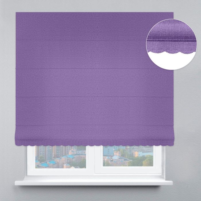 Римська штора Рогожка дімаут з ажуром бузковий