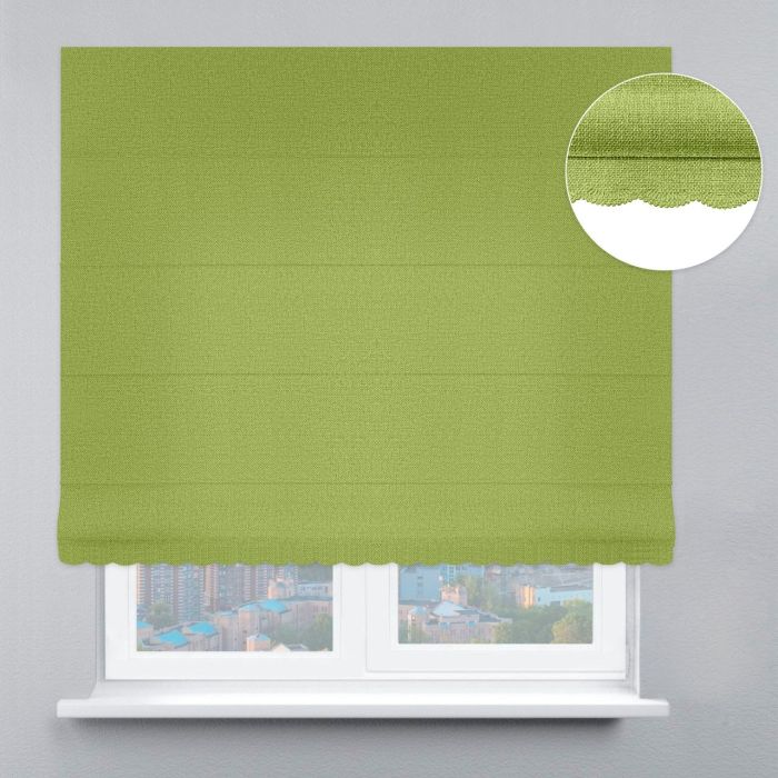 Римська штора Рогожка дімаут з ажуром салатовий