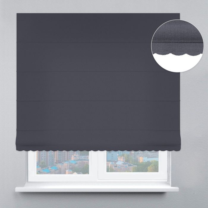 Римська штора Блекаут Перфект з ланцюжковим карнизом з ажуром графітовий