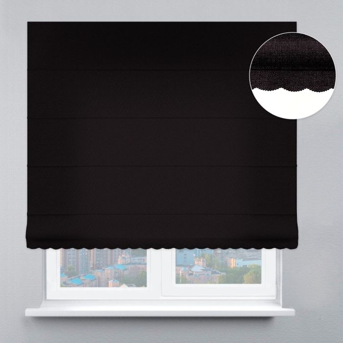 Римська штора Блекаут Перфект з ажуром чорний