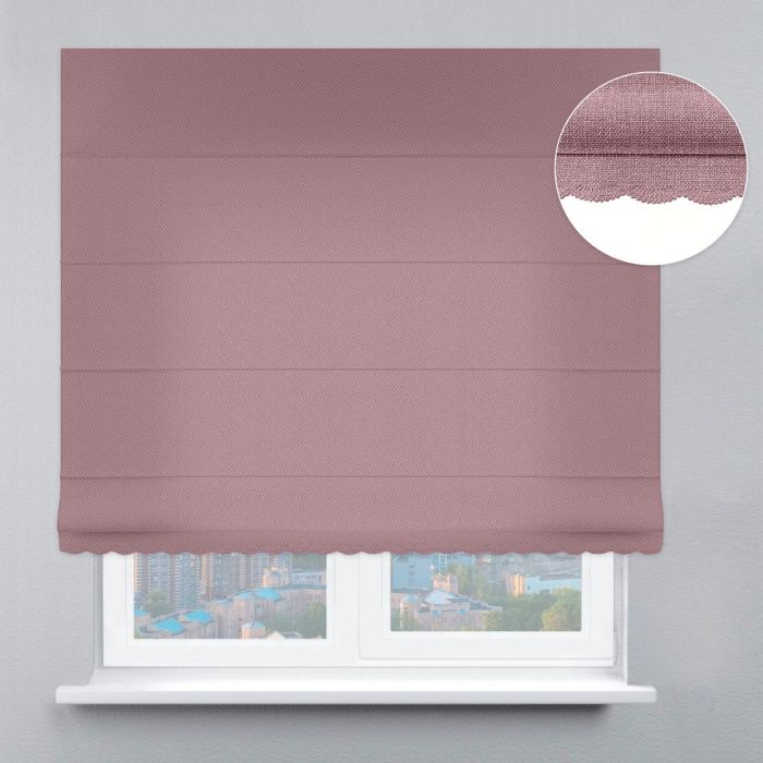 Римська штора Блекаут Перфект з ланцюжковим карнизом з ажуром пудровий