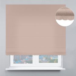 Римська штора Рогожка Преміум з ланцюжковим карнизом з ажуром бежевий