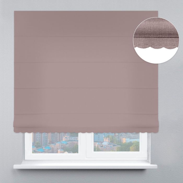 Римська штора Рогожка Преміум з ланцюжковим карнизом з ажуром капучино