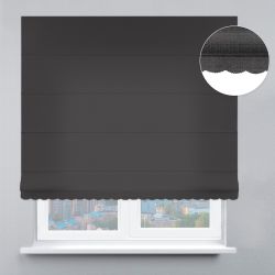 Римська штора Рогожка Преміум з ланцюжковим карнизом з ажуром антрацитовий