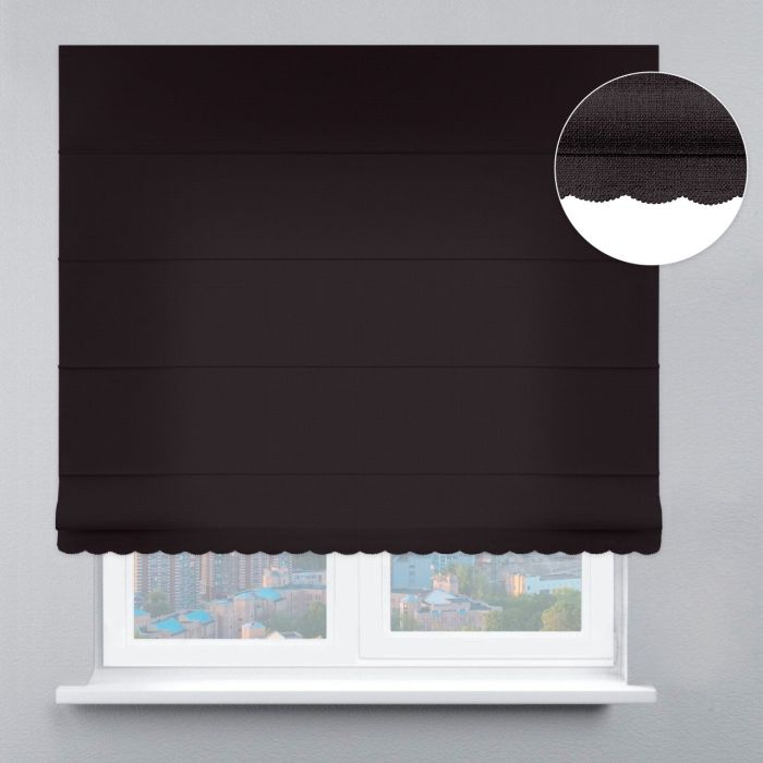 Римська штора Рогожка Преміум з ланцюжковим карнизом з ажуром темно-графітовий