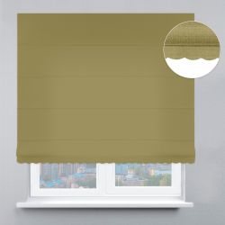 Римська штора Рогожка Преміум з ланцюжковим карнизом з ажуром зелений