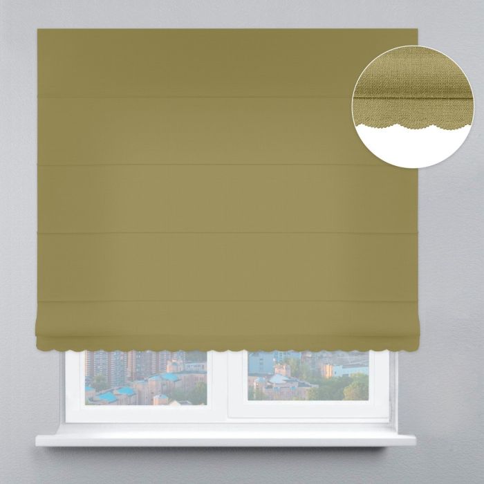 Римська штора Рогожка Преміум з ланцюжковим карнизом з ажуром зелений