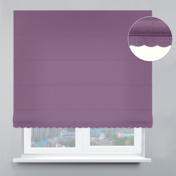 Римська штора Блекаут Рогожка Преміум з ажуром бузковий