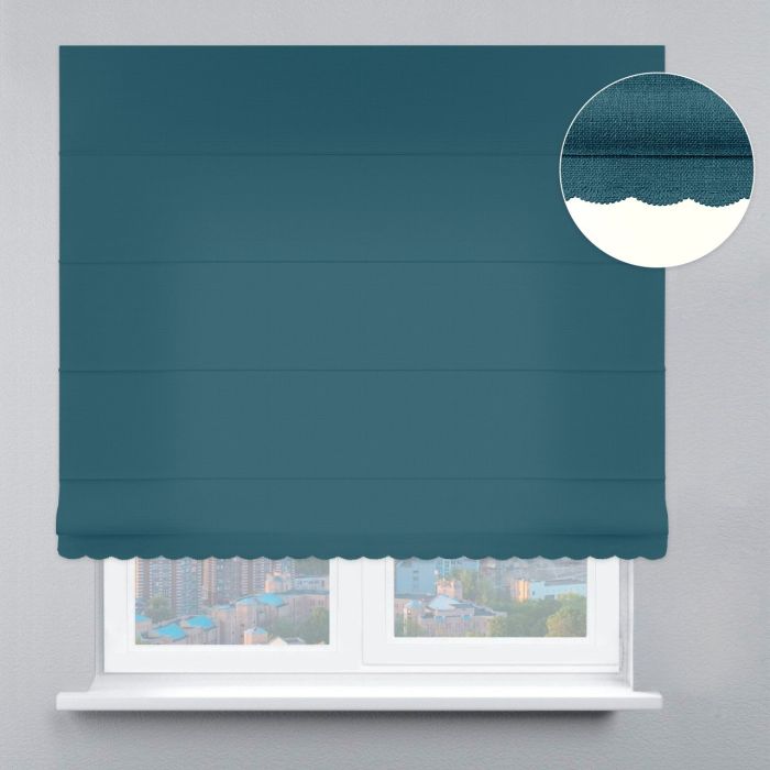 Римська штора Рогожка Преміум з ланцюжковим карнизом з ажуром морський